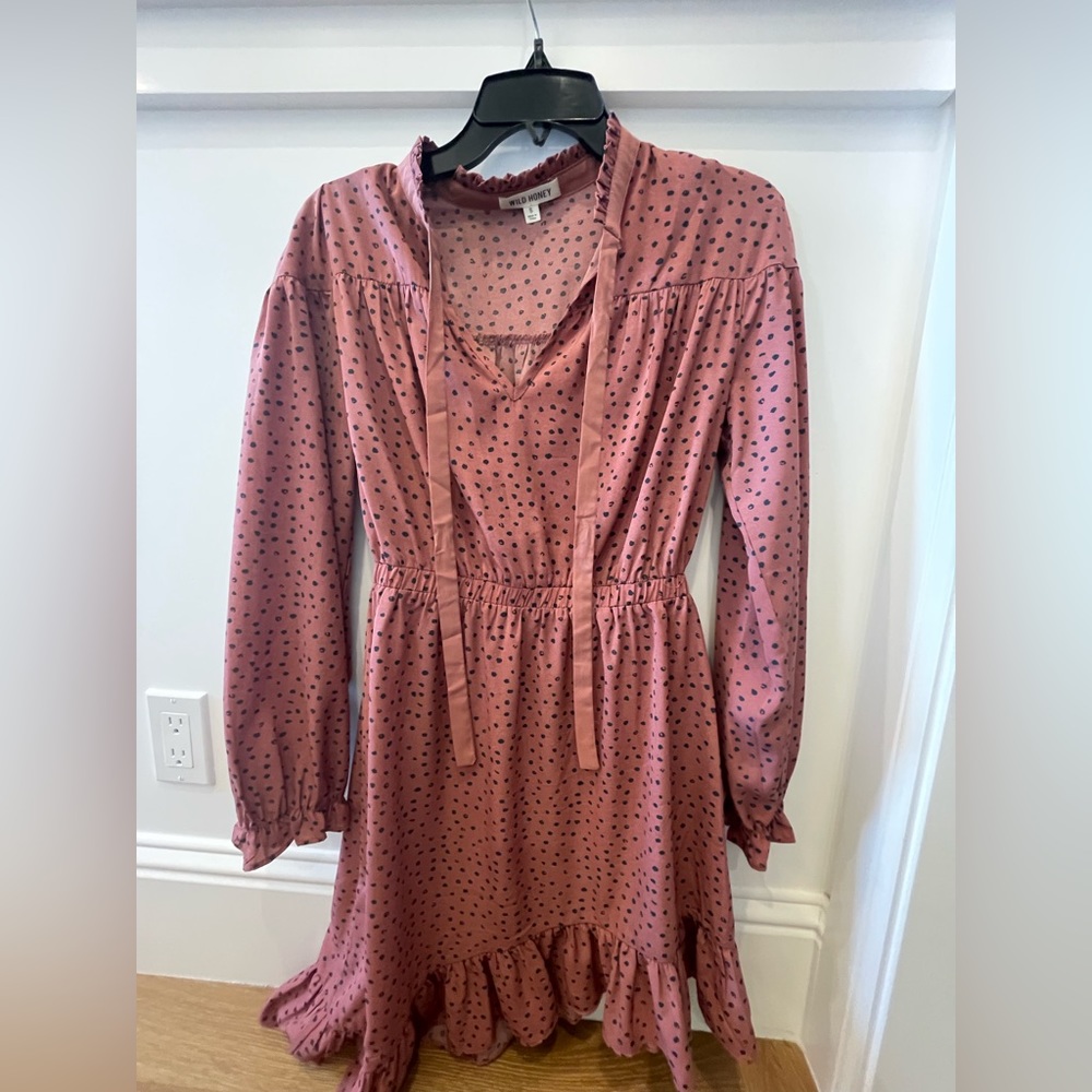 Pink and black polka dot dress from wild honey